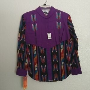 Vintage Wrangler painted desert button down shirt